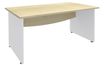 Bureau droit DUAL - L120 - Pieds blanc - plateau imitation Erable
