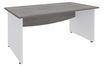 Bureau droit DUAL - L140 - Pieds blanc - plateau imitation Chêne gris