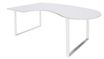 Bureau LOFTER Manager arrondi -  retour à gauche - L200 cm - Plateau blanc perle - Pied blanc (Pieds de renfort obligatoire à rajouter - non inclus)