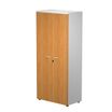 Bibliothèque haute Trend - L80xP44xH180 cm - 2 portes en mélaminé avec serrure - imitation aulne
