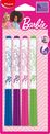 Maped Licence Barbie - 4 Feutres effaçables à sec pour ardoise blanche, - couleurs assorties
