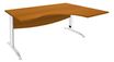 Bureau compact à droite IDRA - L160 cm - Pieds blanc - plateau imitation Merisier (Pieds de renfort obligatoire à rajouter - non inclus)