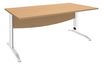 Bureau droit IDRA - L120 cm - Pieds blanc - plateau imitation Hêtre