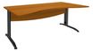 Bureau double vague symétrique IDRA - L180 cm - Pieds anthracite - plateau imitation Merisier