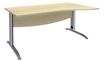 Bureau droit IDRA - Vague à droite - L160 cm - Pieds alu - plateau imitation Erable