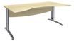 Bureau double vague symétrique IDRA - L180 cm - Pieds alu - plateau imitation Erable