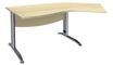 Bureau 135° IDRA - retour d'angle à droite - L180 cm - Pieds aluminium - plateau imitation Erable