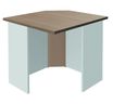 Banque d'accueil en angle 90° LUMINA - sans réhausse - L80 x H75 x P80 cm - Finition chêne clair/blanc