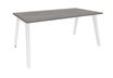 Bureau simple STEELY - L160 cm - pied blanc - plateau imitation Chêne gris
