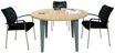 Table de réunion ronde EVIDENCE - 120 cm - Pieds blancs - Plateau imitation érable