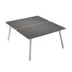 Bureau Bench LEONARDO - L140 x H74 x P168 - Pieds métal blancs - Anthracite chants chêne