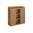 3483600165572-Rangement mi-hauteur SLIVER - L120 x H125 x P45 - 2 portes battantes - Chêne fil et blanc-Angle gauche-0