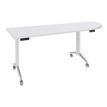 Table de réunion abattantes angle à droite - L200 x P80 cm - pied blanc - plateau blanc perle