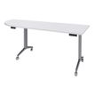 Table de réunion abattantes angle à gauche - L200 x P80 cm - pied alu - plateau blanc perle
