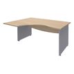 Bureau compact à gauche DUAL - L160 cm - Pieds alu - plateau imitation Chêne clair (Pieds de renfort ou caisson bout de bureau obligatoire à rajouter - non inclus)