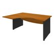 Bureau compact à gauche DUAL - L180 cm - Pieds Anthracite - plateau imitation Merisier (Pieds de renfort ou caisson bout de bureau obligatoire à rajouter - non inclus)