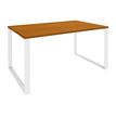 Bureau droit LOFTER - L180 cm - Plateau imitation Merisier - pied Blanc