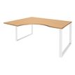 Bureau compact LOFTER - L160 cm - Retour à gauche - Plateau imitation Hêtre - pied Blanc - (pied de renfort obligatoire à rajouter - non inclus)