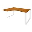 Bureau compact LOFTER - L180 cm - Retour à gauche - Plateau imitation Merisier - pied Blanc - (pied de renfort obligatoire à rajouter - non inclus)