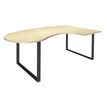 Bureau LOFTER Manager arrondi -  retour à droite - L200 cm - Plateau imitation Erable - Pied carbone (Pieds de renfort obligatoire à rajouter - non inclus)