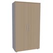 Armoire haute IRIS - H180 x L80 x P47 - 2 portes - Corps aluminium - Dessus et portes imitation Chêne clair