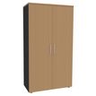 Armoire haute EXPRIM/LOFTER/LEVEL - H180 x L80 x P47 - 2 portes - Corps Anthracite - Dessus et portes imitation Hêtre