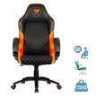 Fauteuil gamer FUSION - accoudoirs fixes - appui-tête intégré - noir et orange