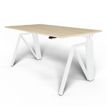 3760350280503-Bureau THEODORE  L140 - pieds blanc - plateau imitation chêne--0