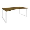 Bureau vague symétrique LOFTER - L180 cm - Plateau imitation noyer - pied blanc