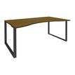3253310280748-Bureau vague symétrique LOFTER - L180 cm - Plateau imitation noyer - pied Carbone--0