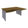 Bureau compact à droite DUAL - L180 cm - Pieds Alu - plateau imitation noyer (Pieds de renfort ou caisson bout de bureau obligatoire à rajouter - non inclus)