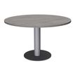 Table de réunion ronde - diam 100 cm - pieds tulipe alu - plateau imitation chêne gris