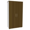 3253310335103-Armoire haute IDRA/DUAL - H180 x L80 x P47 - 2 portes - Corps blanc - Portes et dessus imitation noyer--0