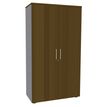 Armoire haute IDRA/DUAL - H180 x L80 x P47 - 2 portes - Corps alu - Portes et dessus imitation noyer