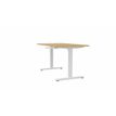 Bureau AXEL assis/debout - réglage par manivelle - L200 x P80 cm - plateau imitation chêne clair - pieds blancs