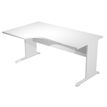 Bureau compact Trend - L160 cm - retour à gauche - pieds bois - plateau blanc - (pied de renfort obligatoire à rajouter - non inclus)