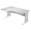 Bureau compact Trend - L160 cm - retour à gauche - pieds bois - plateau gris - (pied de renfort obligatoire à rajouter - non inclus)