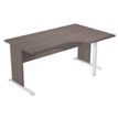 Bureau compact Trend - retour à droite avec pieds bois en L + pied de renfort - L160 - plateau imitation frêne Toscan