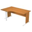 Bureau compact Trend - retour à gauche avec pieds bois + pied de renfort - L160 - plateau imitation noyer clair