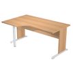 Bureau compact Trend - retour à gauche avec pieds bois + pied de renfort - L160 - plateau imitation hêtre