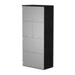 7331920002489-Bibliothèque haute Trend - L80xP35xH180 cm - 2 portes en verre dépoli - imitation frêne noir--0