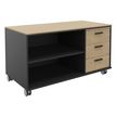 Console mobile KHEOPS - L120XP60XH66 cm - 3 tiroirs - structure carbone - finition imitation chêne clair