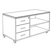 3253310544246-Console mobile KHEOPS - L120XP60XH66 cm - 3 tiroirs - structure blanc perle - finition imitation noyer--1