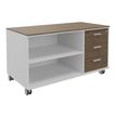 3253310544246-Console mobile KHEOPS - L120XP60XH66 cm - 3 tiroirs - structure blanc perle - finition imitation noyer--0