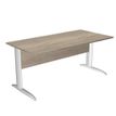 Bureau droit Trend - L160 - Pieds métals - plateau imitation chêne canadien - pied blanc