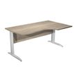 Bureau compact Trend - L160 cm - retour à droite - Pieds métals effet chromé - plateau imitation chêne canadien - (pieds de renfort obligatoire à rajouter - non inclus)