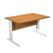 Bureau droit Trend - L160 - Pieds métals - plateau imitation aulne - pied blanc