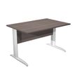 Bureau droit Trend - L140 - Pieds métals - plateau imitation frêne toscan - pied blanc