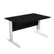 Bureau droit Trend - L160 - Pieds métals - plateau imitation frêne noir - pied blanc