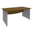 Bureau droit DUAL - L140 - Pieds alu - plateau imitation noyer